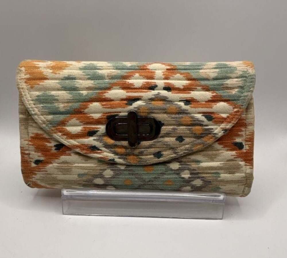 Stella & Dot Aztec Print Quilted Slim Clutch Wallet